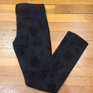 Mossimo Supply Co. Black Rose Felt Print Skinny Jeans